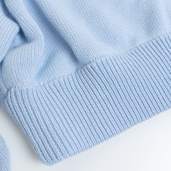 Zara Cropped Sweater Half Zip Light Blue Cotton Relaxed - Picture 8 of 10